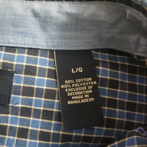 Chaps Buttons down Plaid blue shirt Mens Size L - Picture 4 of 12